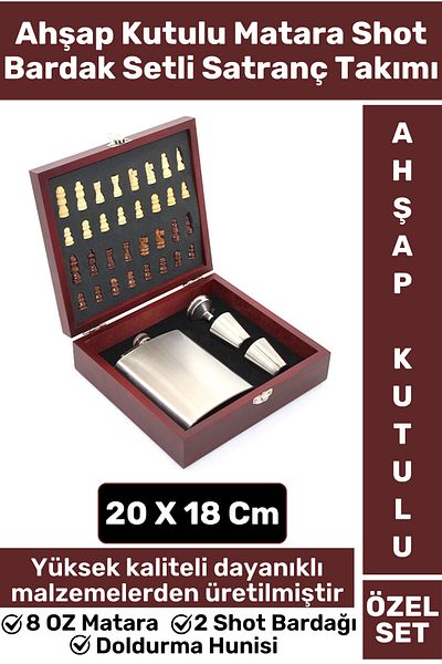 Wintoup High Quality Premium Alcohol 8 oz Flask - Shot Glass and Funnel Set with Wooden Box