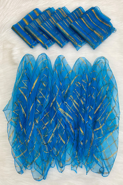 ZEYMERADE Büyük Boy 70cm Gold Simli Gelin Halay Mendili, Nedime Kına Şal, Düğ...