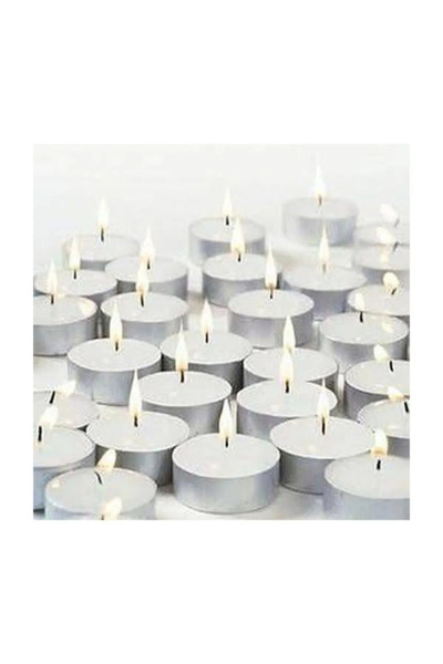 Genel Markalar 50 Li 4 Saat Yanan Tealight Mum Beyaz-Kırmızı Tea Light 50 Adet