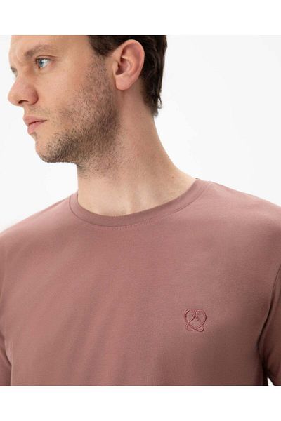 Ayma Active Ανδρικό μπλουζάκι Dusty Rose από οργανικό βαμβάκι με κοντό μανίκι Crew λαιμόκοψη Basic