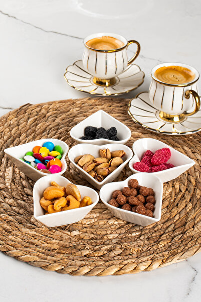 Porsima 15689 Bone Porcelain 6-Piece Mini Breakfast Bowl Set - Sugar Bowl, Jam Bowl, Sauce Bowl and Snack Bowl