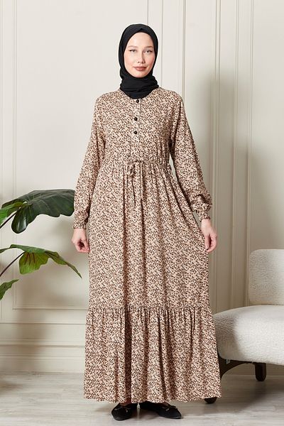 fistan Φόρεμα Hijab από βαμβακερό βισκόζη με μισό πατιλέτα - Φόρεμα για τη μητέρα και την προσευχή
