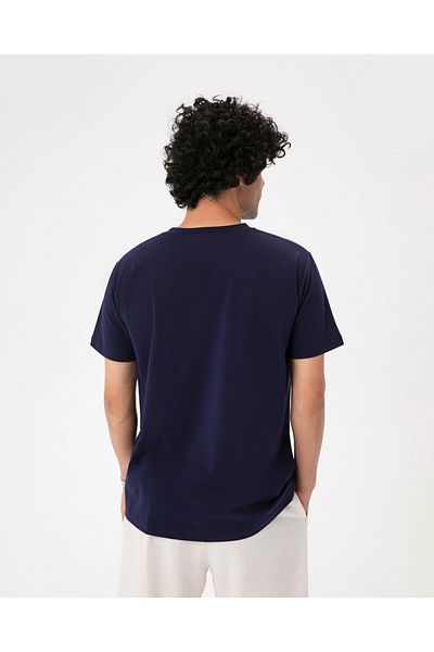 Ayma Active Men's Navy Blue Organic Cotton Crew Neck Short Sleeve T-Shirt