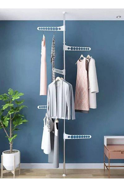Taimi Clothes Dryer Rack - 5 Racks, Vertical Adjustable Design, Lightweight, Space-Saving Silver