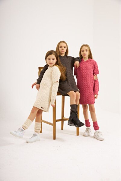 DEHRE Kız Çocuk Triko Takım-Triko Takım-Çocuk Triko elbise-Triko Elbise Kollu...