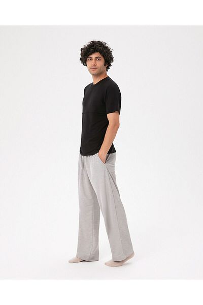 Ayma Active Men's Gray Lace-up Elastic Pocket Home Pants
