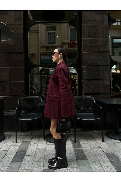 Bak'ap Jachetă Blazer cu dungi premium cu căptușeală cu ștampilă