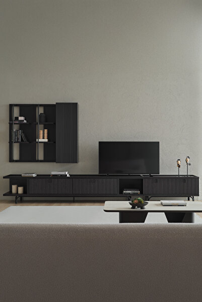 Enza Home Austin Maxi Tv Ünitesi, 350x45 cm - Koyu Meşe