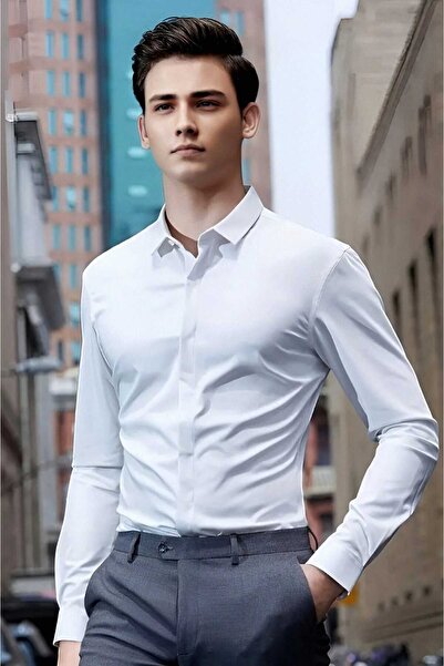 Uniquetrenders Slim Fit Tie-Up Μακρύ μπράτσο Εύκολο σιδέρωμα Αναπνεύσιμο Four Seasons Slim Fit Ανδρικό πουκάμισο