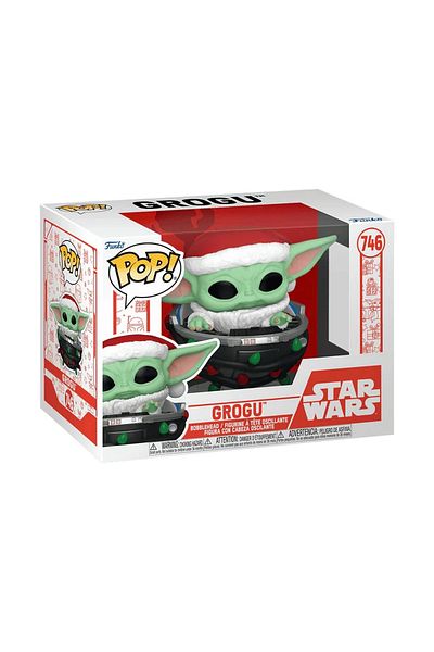 TOYFEST Funko POP StarWars Holiday Grogu مع قبعة سانتا في عربة الأطفال