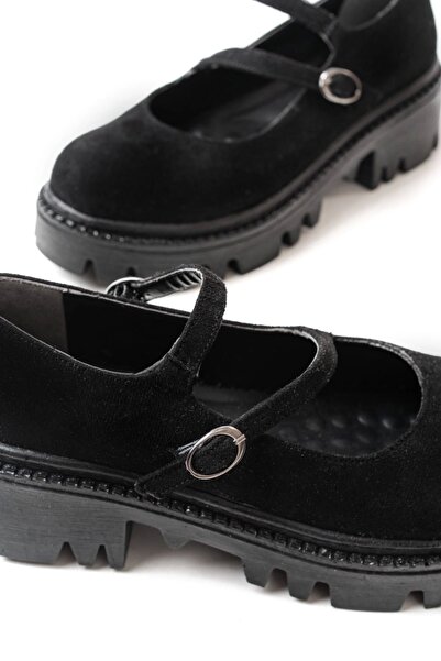 Bella Vista 868-756 Black Suede Daily High-Sole Loafer Shoes