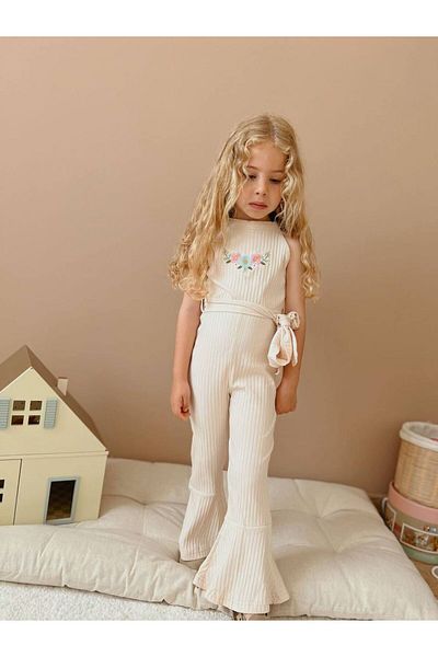 tunays shopping 100% Cotton Waist Tie Detailed Jumpsuit
