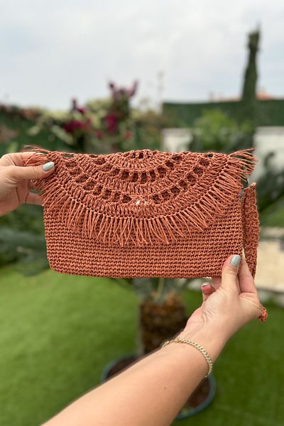 Mila Tile Tasseled Paper Rope Bag