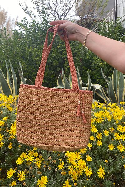 Mila Tile-Beige Straw Paper Rope Bag