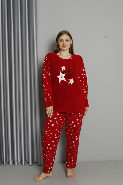 dealp Women's Winter Plus Size Fleece Plush Pajamas Set