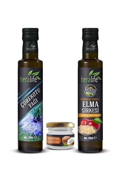 BERALİFE Çörek Otu 250 ml +Sandaloz Sakızlı Elma Sirkesi 250 ml + Hindistan Cevizi Yağı 30 ml