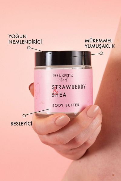 Polente Natural 100 ml Strawberry and Shea Body Butter - Intensive Body Moisturizer