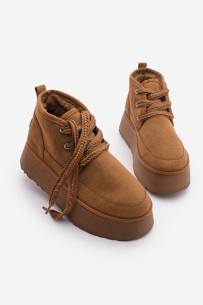 Marjin Tan Suede Γυναικείες Casual Μπότες - Χοντρή σόλα και εσωτερική γούνα