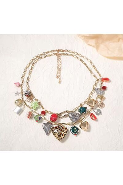 CHARMLUCKY ÇELİK 2Lİ KALP CHARM KOLYE