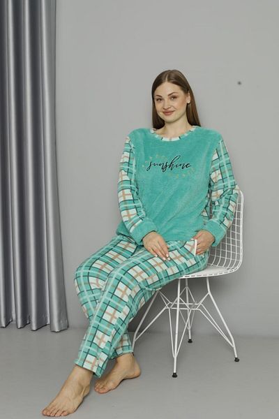 dealp Women's Winter Plus Size Fleece Plush Pajamas Set
