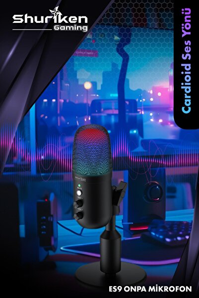 Shuriken Es9 Onpa Rgb Profesyonel Oyuncu Yayıncı Mikrofonu Masa Standı Masa Tutacağı Filtresi