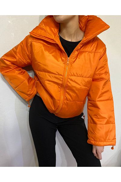 Chip Pepper Coat with Pocket Zipper Stopper Detail Wide Collar Short Coat