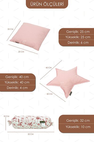 mordesign Set of 3 Star Candy Square Pillow, Decorative Pillow