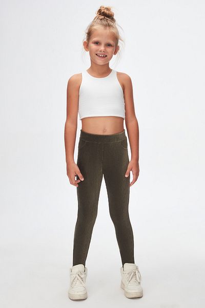 LOVETTI Sea Green Girl's Pocket Corduroy Leggings