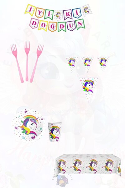 Evabrite Σετ με θέμα το μονόκερο για 8 άτομα Dublea - Προμήθειες σετ πάρτι γι...