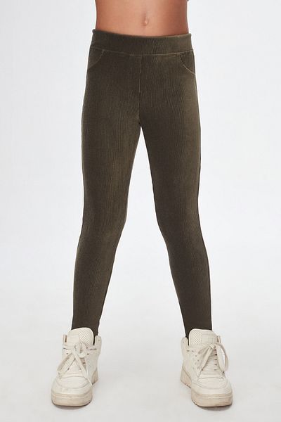LOVETTI Sea Green Girl's Pocket Corduroy Leggings