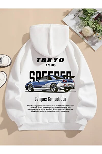 kahire للجنسين، رجالي/نسائي، سويت شيرت أبيض، سميك من الداخل، طباعة طوكيو، كبي...