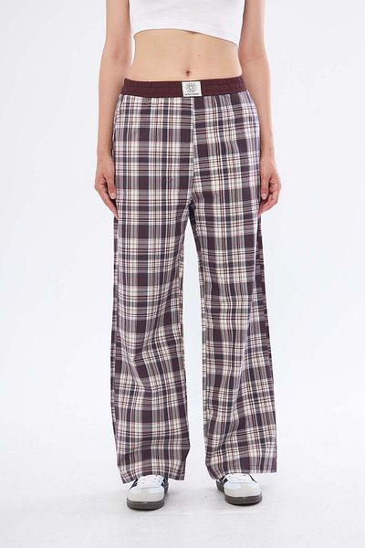 Jardin du Soleil High Waist Plaid Boyfriend Pants - 100% Cotton