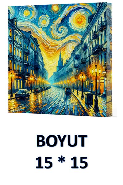 Dokuz Yayınları VIVAGO ART VAN GOGH STREET NOTEBOOK FĂRĂ DUCĂ 15 x 15 CM GEANTĂ PENTRU CADOU COD 6