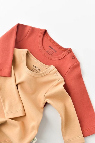 BabyCosy Body pentru bebeluși cu mânecă lungă 2 bucăți - 100% bumbac organic, seria nou-născut - Csy3026