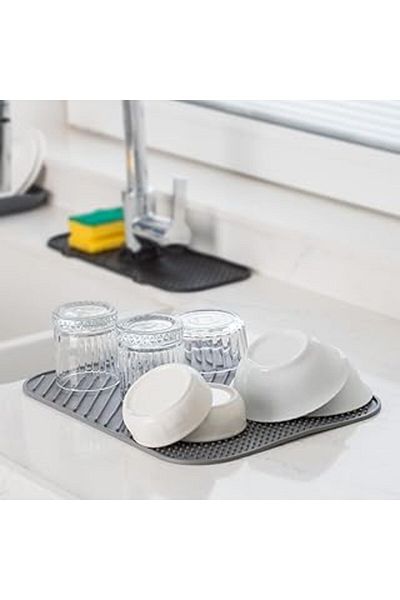 SH TICARET Porsima Gp-148 - Gray Silicone Dish Drying Mat, 36X28 cm Non-Slip Pot Mat