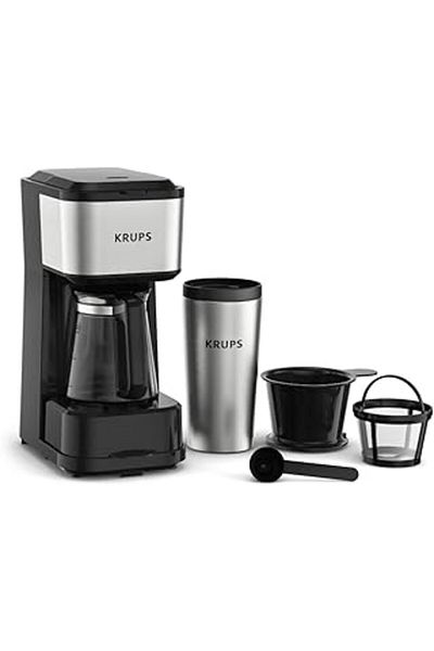 SH TICARET Krups Simply Brew 4 in 1 - Stainless Steel Travel Cup Coffee Maker