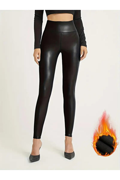 modi Women's High Waist Recovery Full Fit Leather Leggings with Chintered Inside