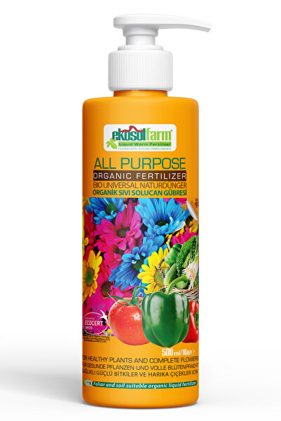 EkosolFarm Sıvı Solucan Gübresi 500 ml Tüm Bitkilerinize Organik Sıvı Gübre Pompa Kapak Sprey Şişesi Hediyeli