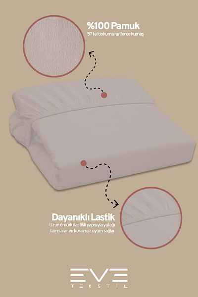 Eve Tekstil Fitted High Quality Combed Cotton Fabric Double Fitted Sheet