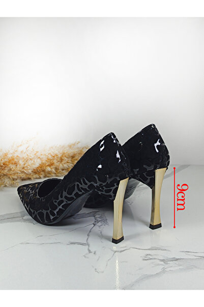 Everest Kadin Siyah Zebra Desenli Yusek Topuklu Stiletto 9cm