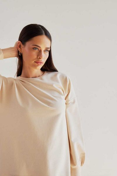 NİSAY BOUTİQUE Women's Camisole Stretchy Neckline Slit Sweatshirt Long Tunic Dress
