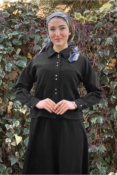 Moda Rosa 25K2254 - Black - Skirt-Jacket Scuba Suit