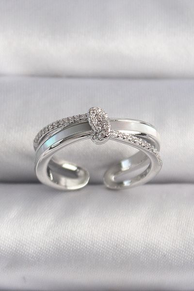 Skygo Brass Silver Color Zircon Stone Knot Model Vip Series Women's Ring - Tj-Byk3515