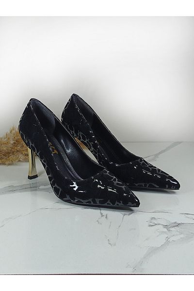 Everest Women's Black Zebra Patterned High Heel Stiletto 9cm
