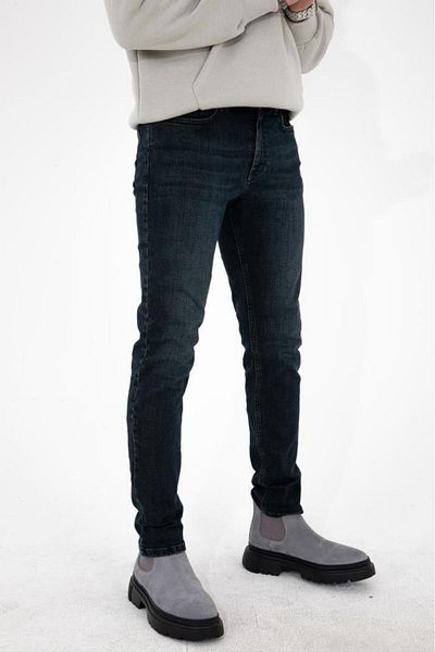 HLT JEANS Dunkelblaue, dehnbare Slim-Fit-Jeans aus Lycra für Herren – HLTHE 001931