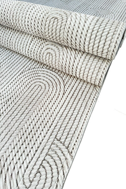 Paco Home Makinede yıkanabilir kaymaz taban leke tutmaz bej mutfak halısı salon halısı ve yolluk