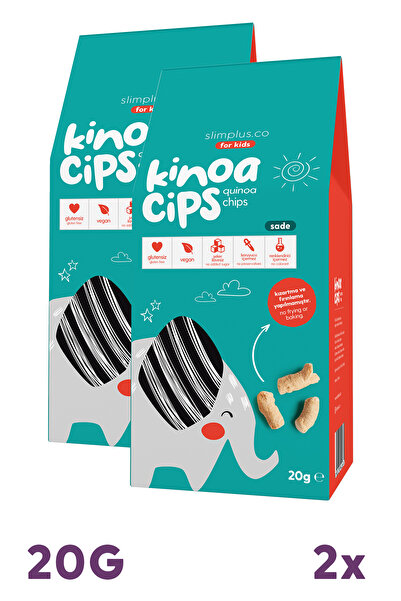 slimplus 2 Paket 20G Sade Vegan Yağsız Kinoa Cipsi for Kids Glutensiz Çocukla...