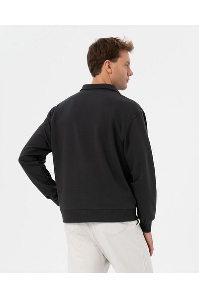 Ayma Active Ανδρικό φούτερ με γιακά από οργανικό βαμβάκι Anthracite