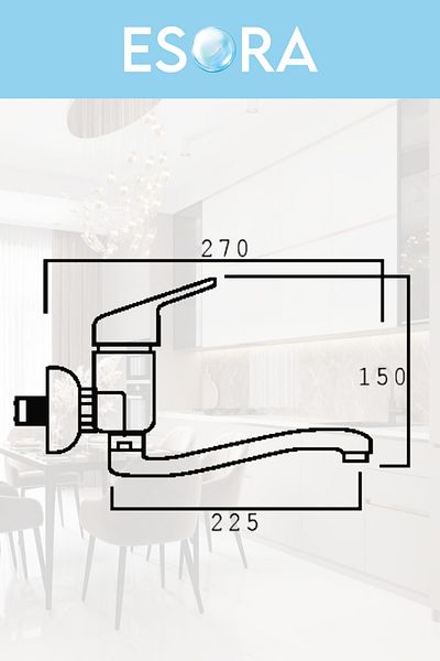 ESORA Chrome Wall Sconce Swivel Spout Kitchen Sink Faucet