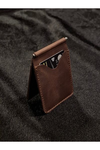 MAT Deri Men's Wallet Genuine Leather Money Clip Wallet & Card Holder Brown Slim Card Holder